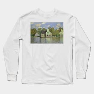 Houses by the Bank of the River by Claude Monet Long Sleeve T-Shirt